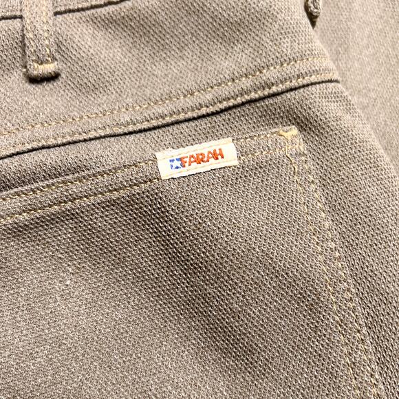 Vintage 70s Farah Tan Brown Polyester Formal Pants Slacks Retro Party Disco - Picture 5 of 7